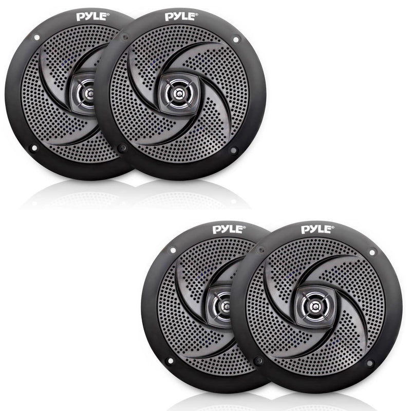 Pyle PLMRS5B 5.25-In Waterproof Low Profile Marine Speakers, Black (4 Speakers)