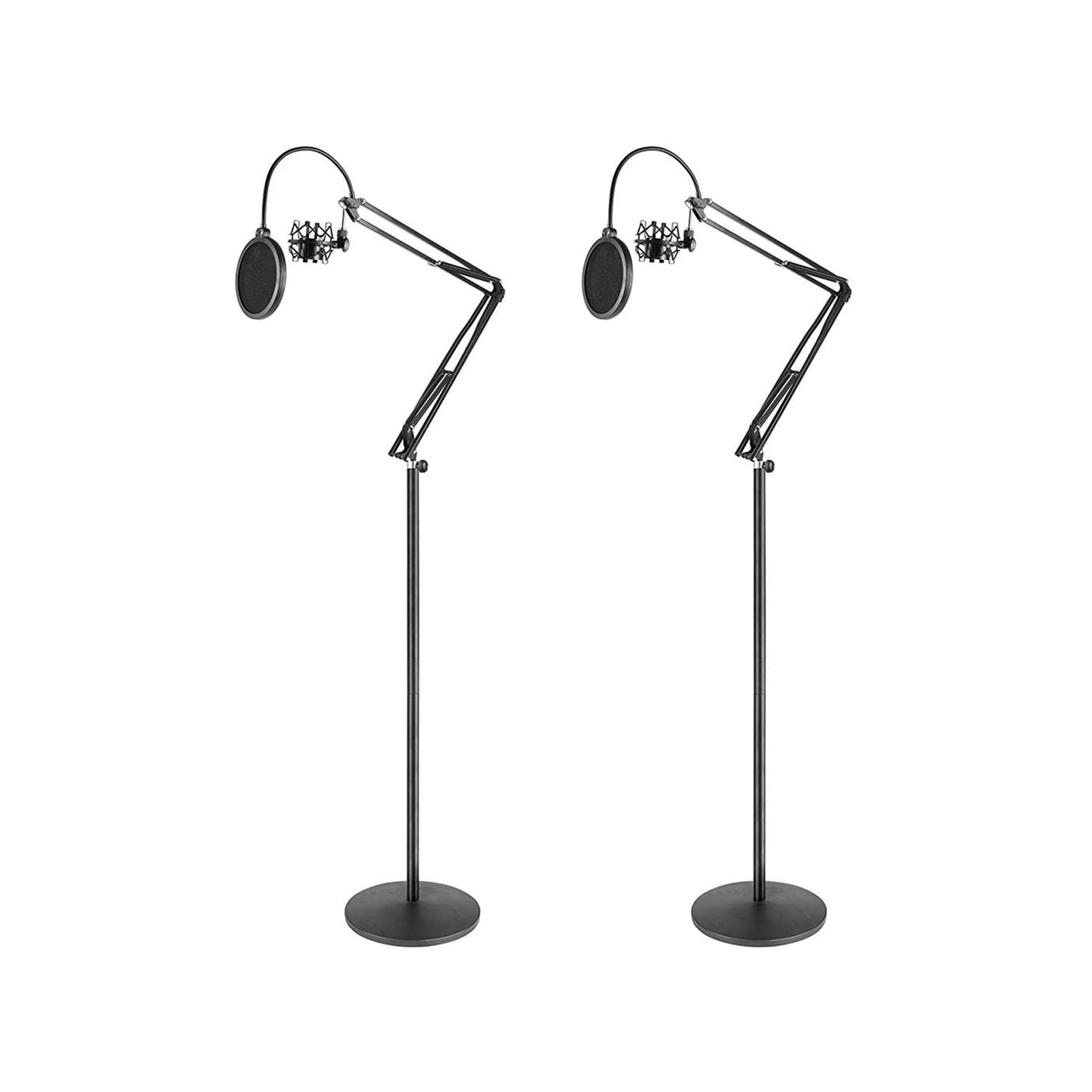 Pyle PMKSH28 Microphone Boom Suspension Scissor Spring Arm Floor Stand (2 Pack)