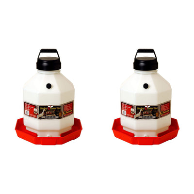 Little Giant PPF5 5 Gallon Automatic Poultry Waterer for Chickens, Red (2 Pack)