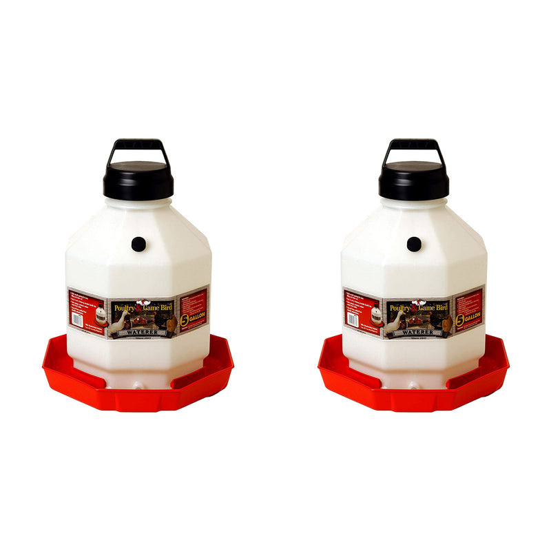 Little Giant PPF5 5 Gallon Automatic Poultry Waterer for Chickens, Red (2 Pack)