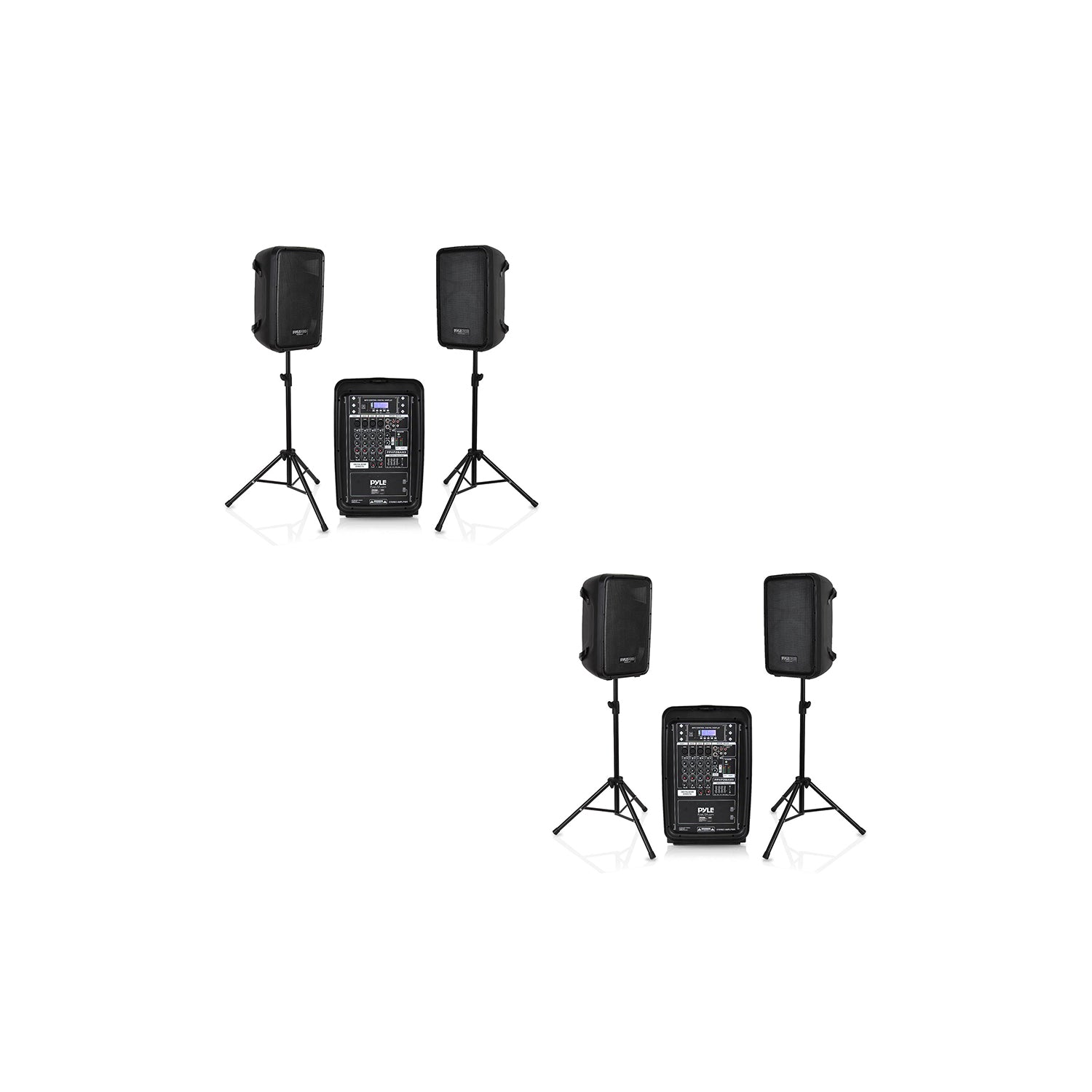 Pyle 2 x PPHP28AMX 8 Inch Bluetooth PA Loud Speaker and 8 Channel Mixer (2 Pack)
