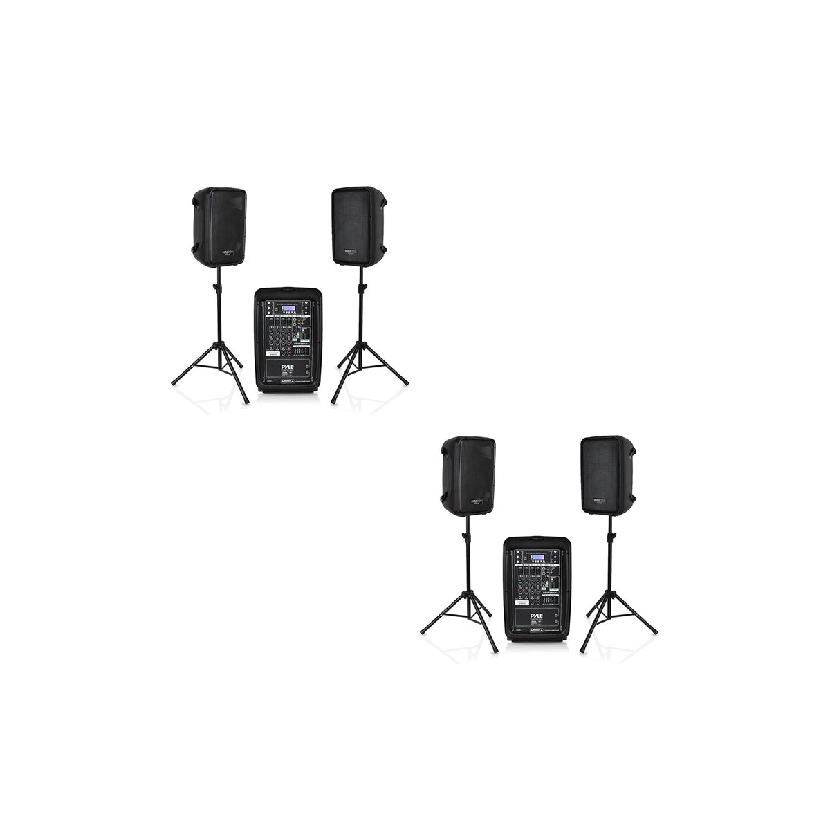 Pyle 2 x PPHP28AMX 8 Inch Bluetooth PA Loud Speaker and 8 Channel Mixer (2 Pack)