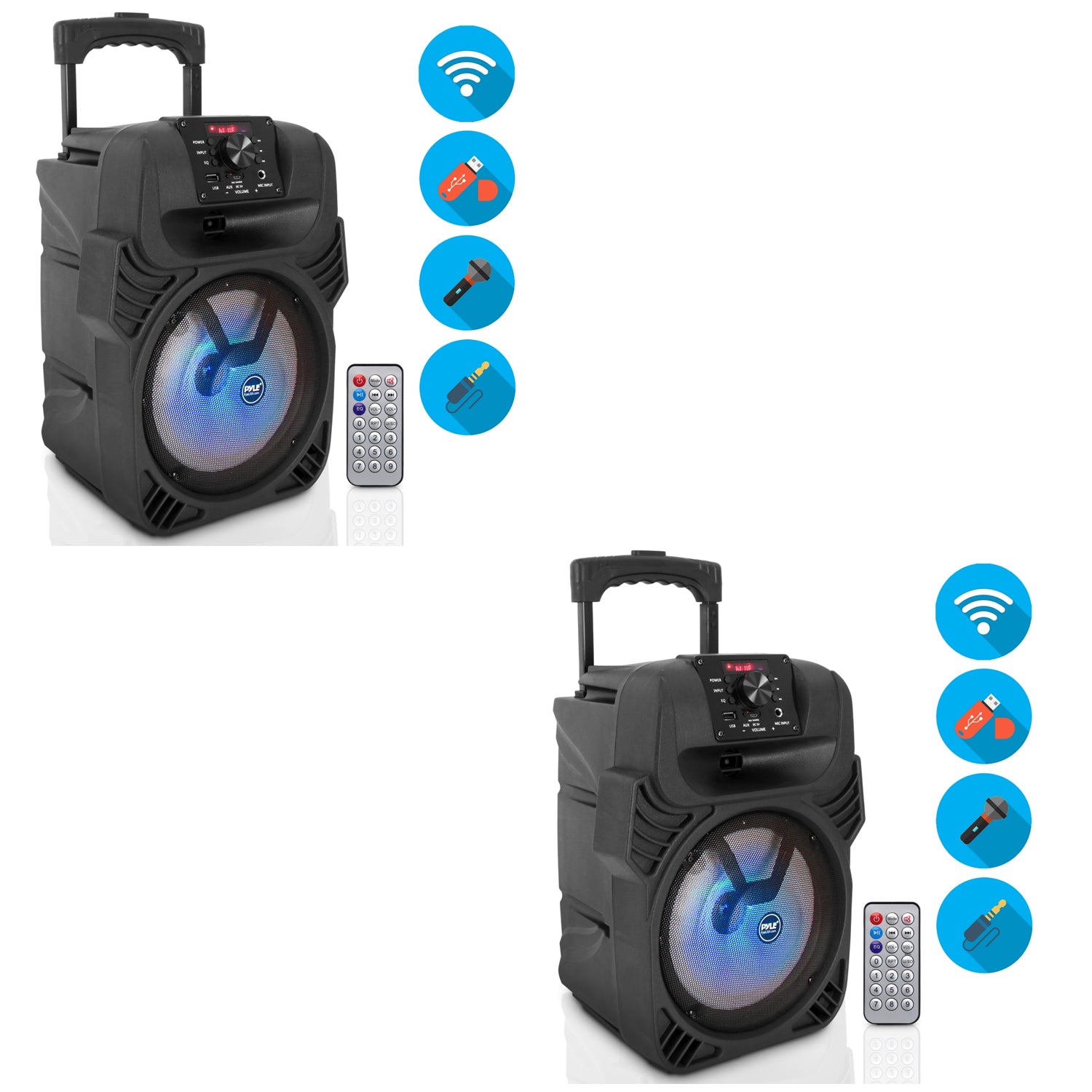 Pyle PPHP844B Portable Bluetooth Speaker System w/ Flashing Party Lights(2 Pack) - VMInnovations