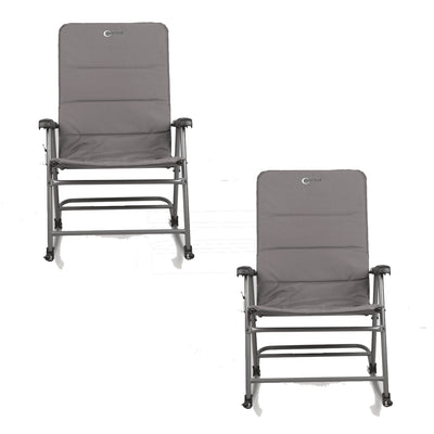 Portal Outdoor Portable Folding Camping Rocking Chair Recliner, Gray (2 Pack)