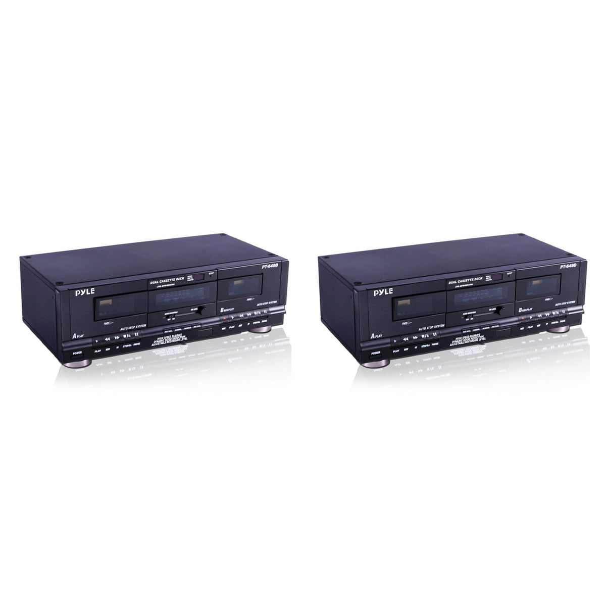 Pyle PT649D Stereo Cassette Deck Player for Music & Audio Recording (2 Pack)
