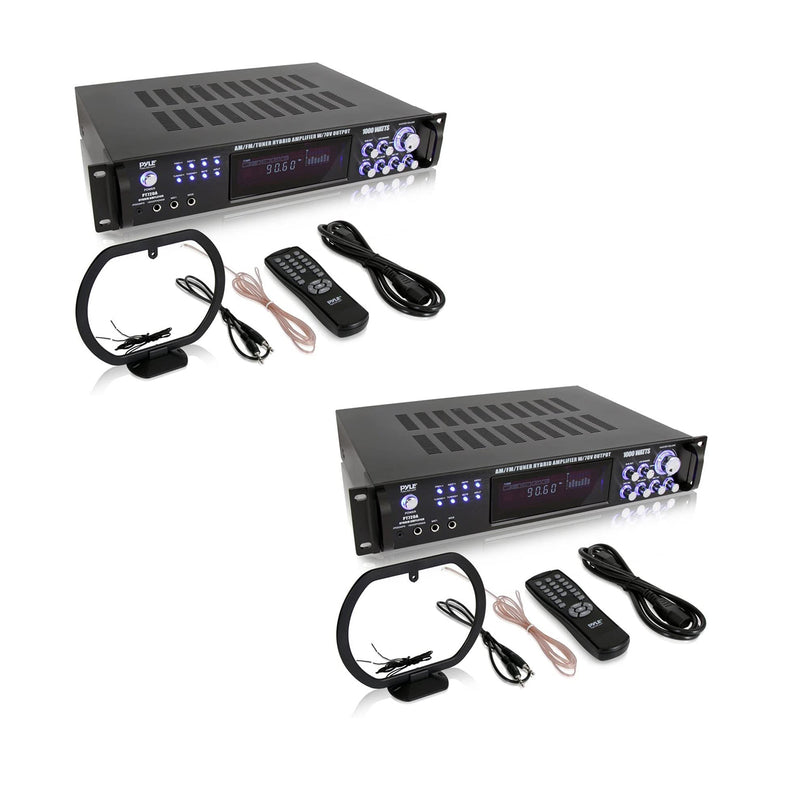 Pyle 4 Channel 1000 Watts AM/FM Tuner Hybrid Amplifier with 70V Output (2 Pack)