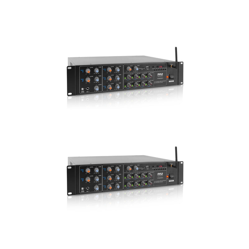 Pyle 2 x PT8050CH 4000 Watt 8 Channel Bluetooth Sound System Receiver (2 Pack)