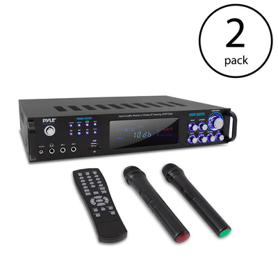 Pyle PWMA1003BT 1000 Watt Bluetooth Preamplifier System w/ Microphones (2 Pack)