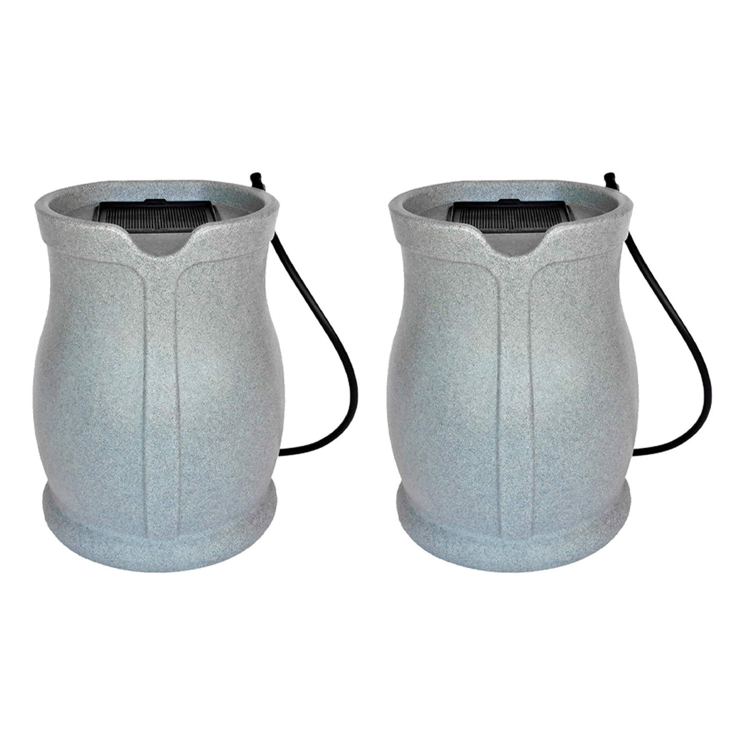 FCMP Outdoor Water Irrigation 45 Gallons Catalina Rain Barrel, Granite (2 Pack) - VMInnovations