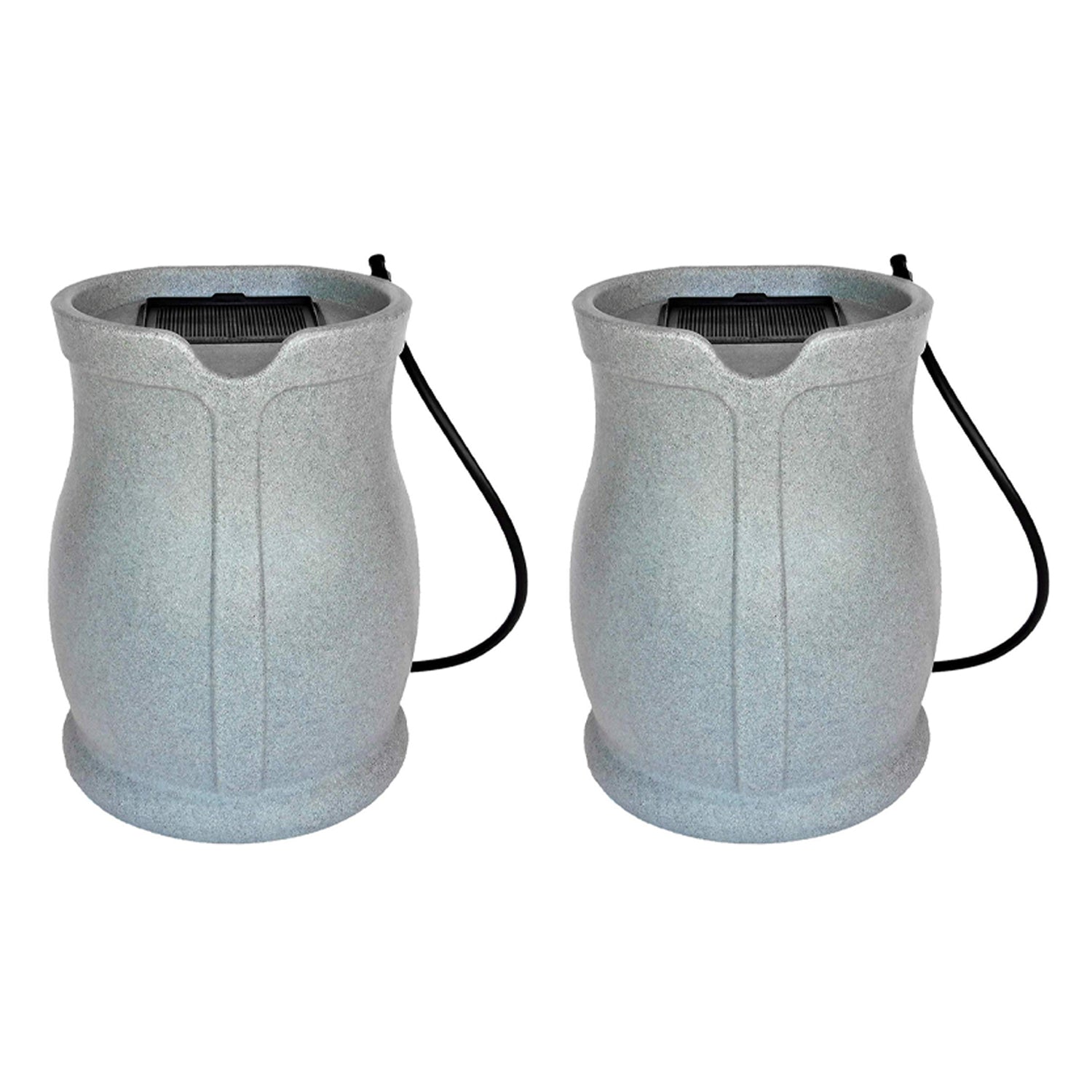 FCMP Outdoor Water Irrigation 45 Gallons Catalina Rain Barrel, Granite (2 Pack) - VMInnovations