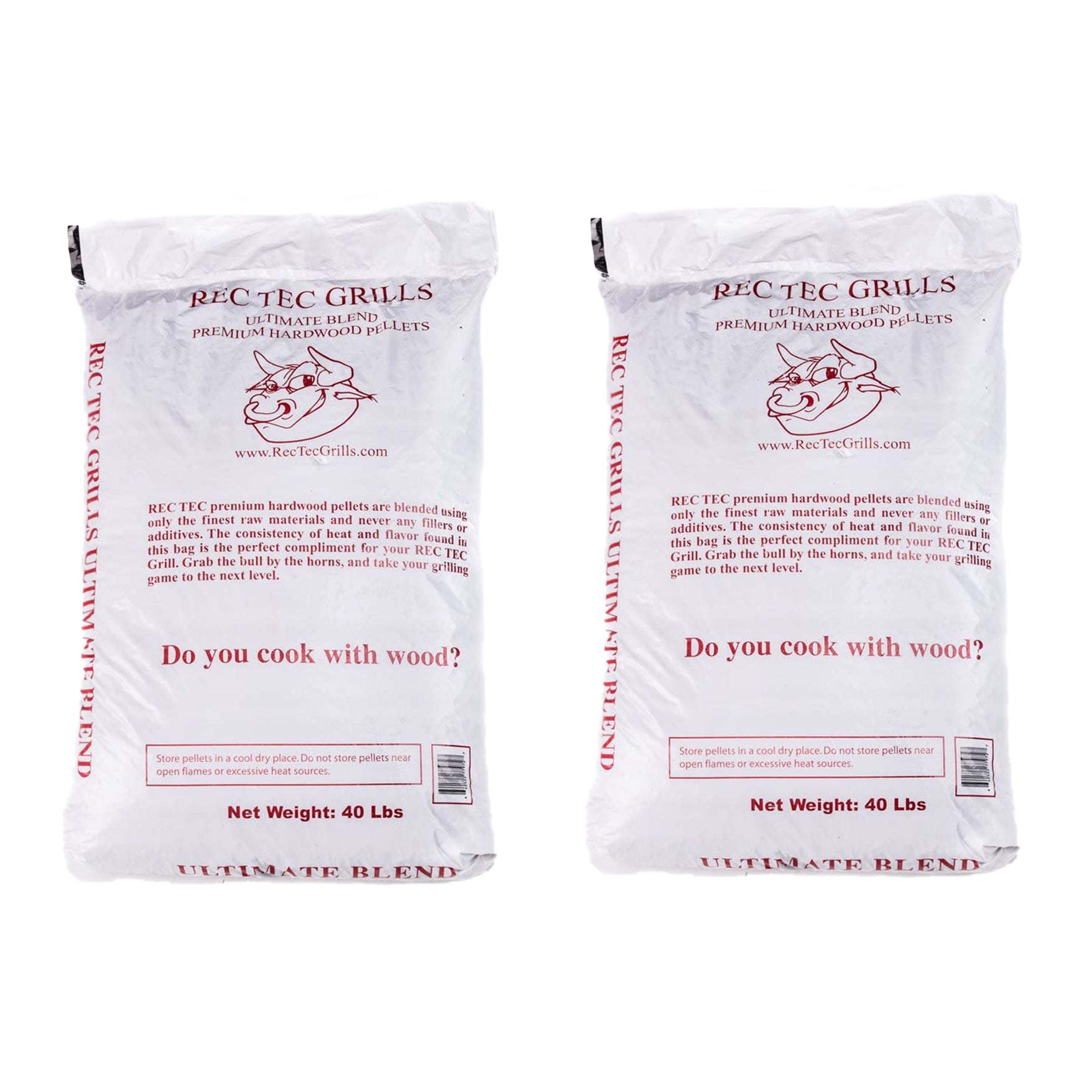 Rec Tec 40Lb Bag Grills Ultimate Premium Hardwood Grilling Pellet Blend (2 Pack)
