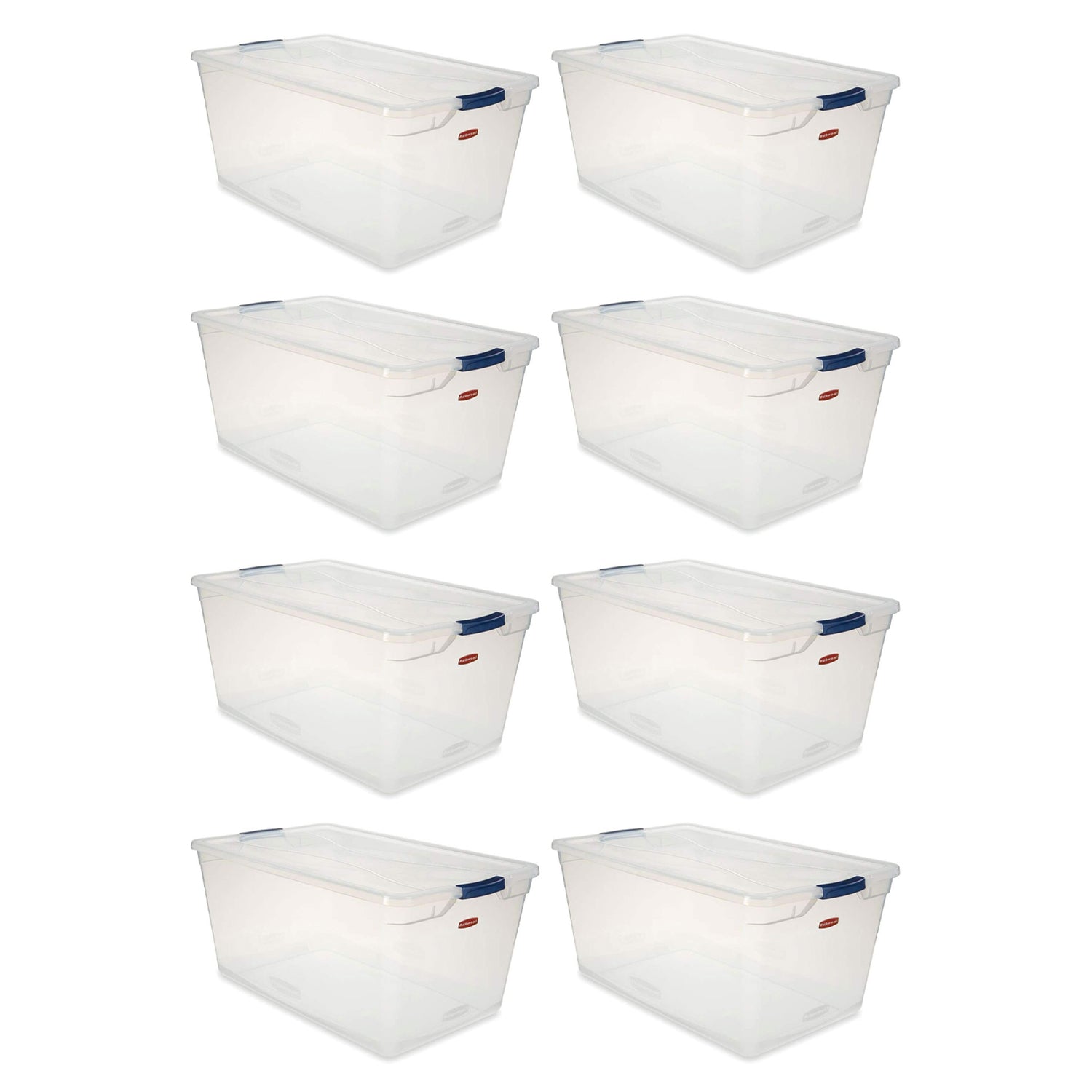 Rubbermaid Cleverstore 95 Quart Plastic Storage Container & Lid, Clear (8 Pack) - VMInnovations
