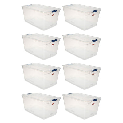 Rubbermaid Cleverstore 95 Quart Plastic Storage Container & Lid, Clear (8 Pack) - VMInnovations