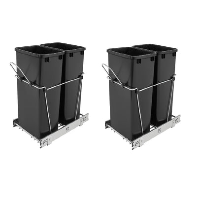 Rev A Shelf Double 35 Quart Sliding Pull Out Waste Bin Container (2 Pack) - VMInnovations