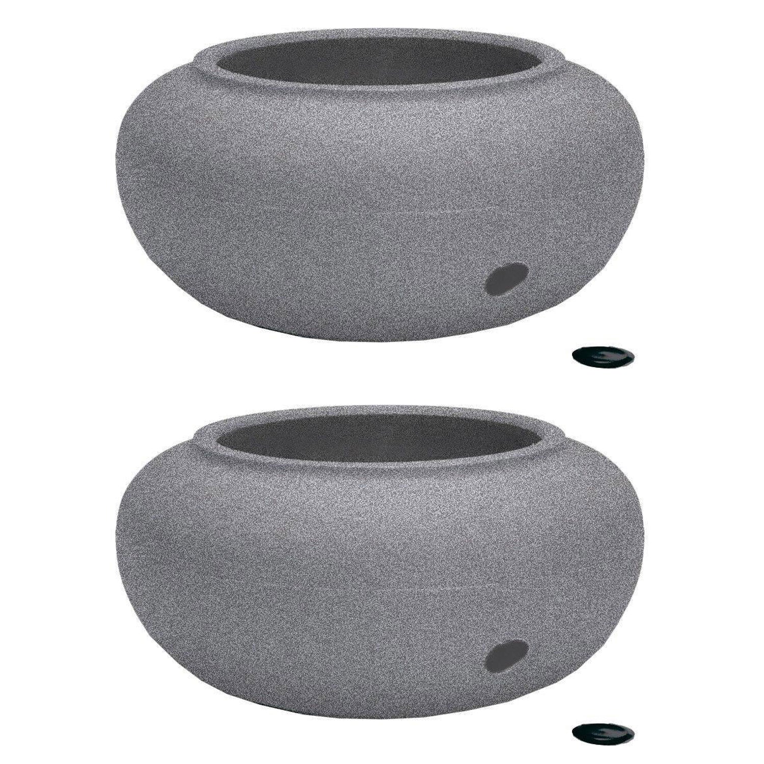HC Companies 21 Inch Decorative Garden Water Hose Storage Pot, Granite (2 Pack) - VMInnovations