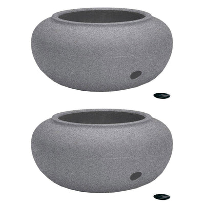 HC Companies 21 Inch Decorative Garden Water Hose Storage Pot, Granite (2 Pack) - VMInnovations