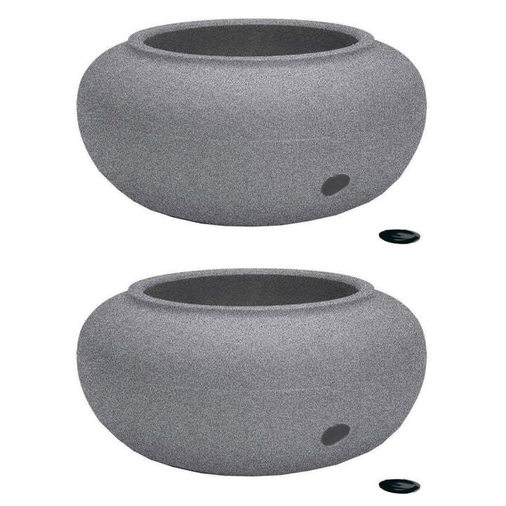 HC Companies 21 Inch Decorative Garden Water Hose Storage Pot, Granite (2 Pack)