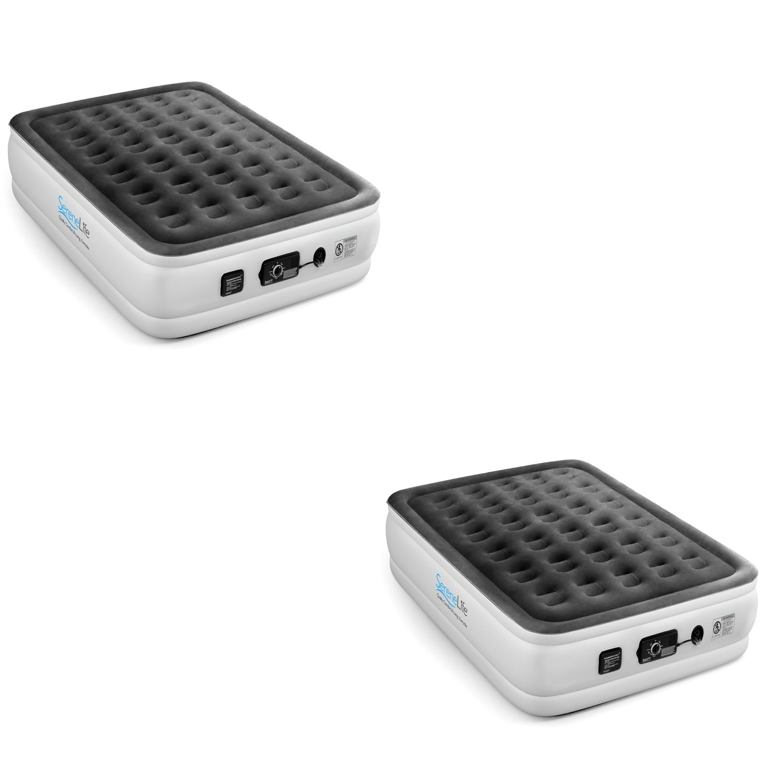SereneLife Full Size Inflatable Airbed Flocked Mattress w/ Internal Pump(2 Pack) - VMInnovations