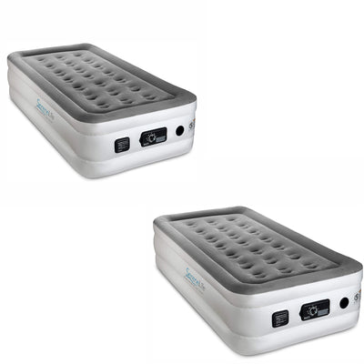 SereneLife Twin Inflatable Premium Airbed Flocked Mattress Internal Pump(2 Pack) - VMInnovations