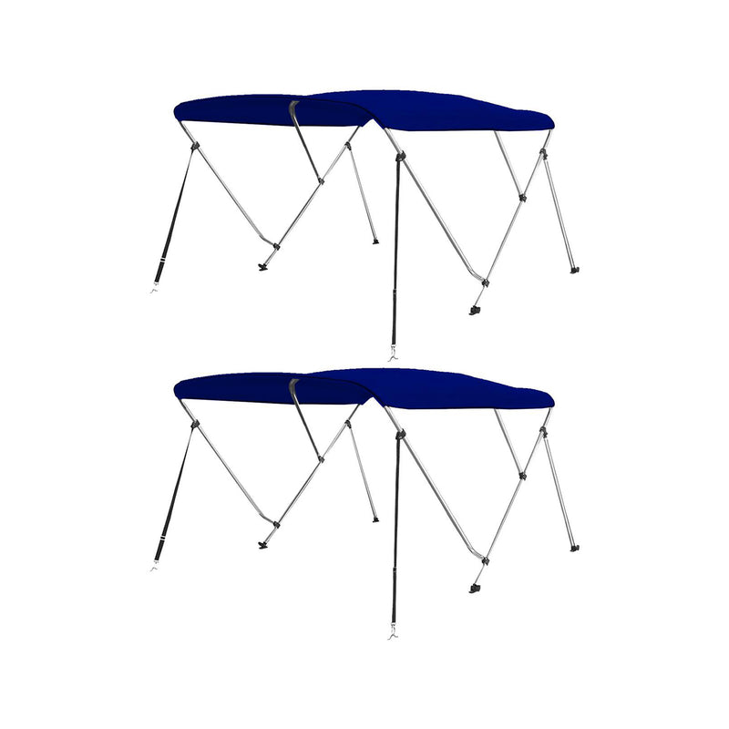 SereneLife 67 to 72 Inch Bimini Top Boat Cover with Tubular Frame, Blue (2 Pack)