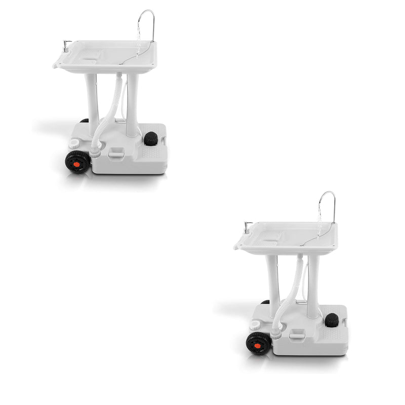 SereneLife Wheeled Mobile Foot Pump Hand Washing Stand Faucet Station (2 Pack)