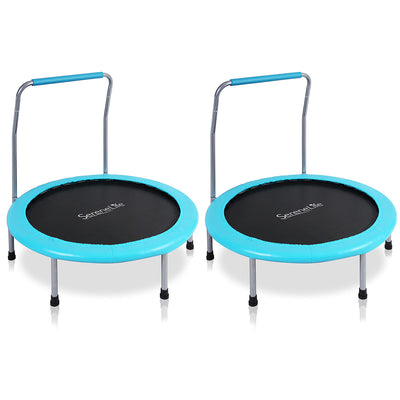SereneLife 36 Inch Kids Outdoor Fitness Trampoline & Padded Frame Cover (2 Pack)