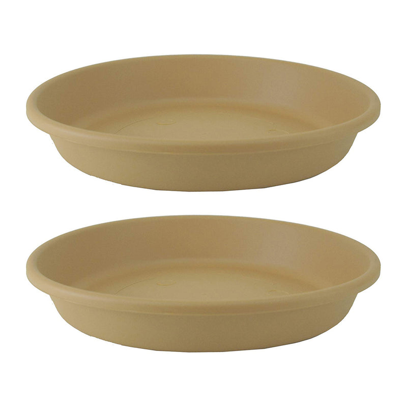 The HC Companies 21 Inch Planter Saucer for Classic Pots, Sandstone, 2 Pack - VMInnovations