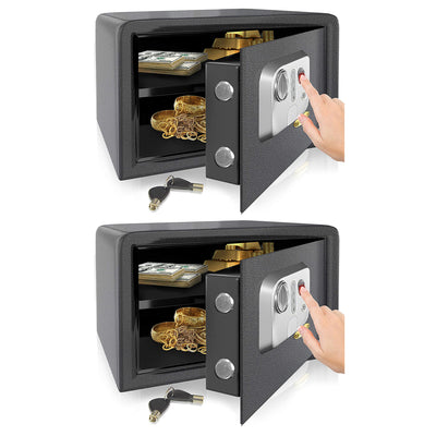 SereneLife SLSFE18FP Electronic Fingerprint Combination Safe Box, Black (2 Pack) - VMInnovations