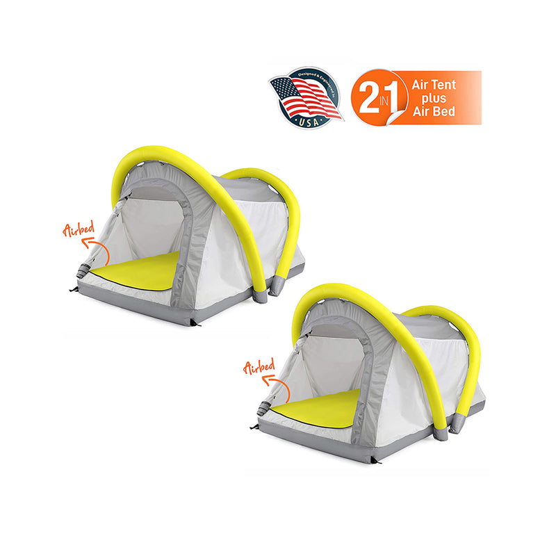 SereneLife Camping 2 in 1 Outdoor Inflatable Airbed Tent with Hand Pump (2 Pack)