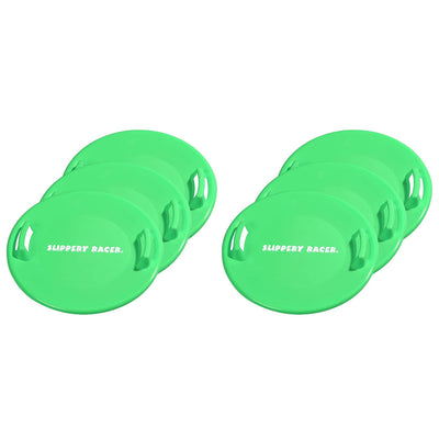Slippery Racer Downhill Pro 26 Inch Saucer Disc Winter Snow Sled, Green (6 Pack)