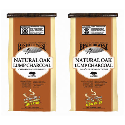 Best of the West Natural Oak Lump Charcoal for Grill Cooking, 15.4 lbs (2 Pack)