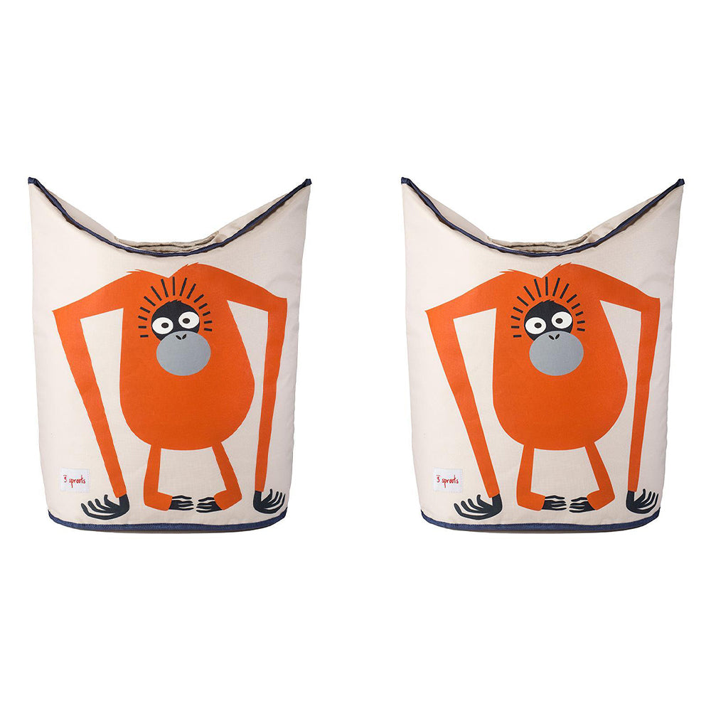 3 Sprouts Baby Nursery Laundry Hamper Storage Basket Bin, Orangutan (2 Pack)