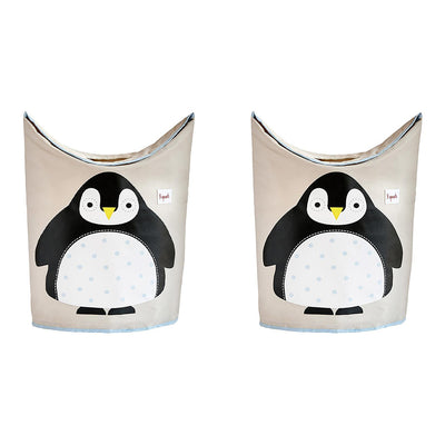 3 Sprouts Baby Laundry Hamper Storage Basket Bin for Nursery, Penguin (2 Pack)