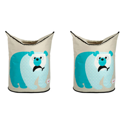 3 Sprouts Baby Laundry Hamper Storage Basket for Nursery, Polar Bear (2 Pack)