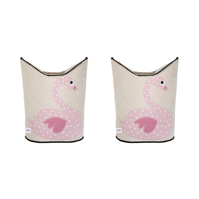 3 Sprouts Baby Laundry Hamper Storage Basket Bin for Nursery, Swan (2 Pack)