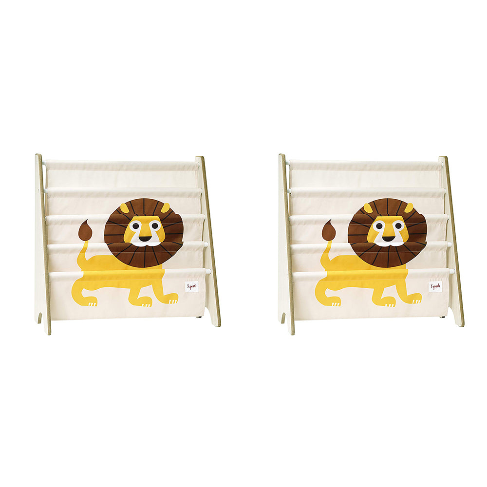 3 Sprouts URKLIO Kids Storage Shelf Organizer Baby Room Bookcase, Lion (2 Pack)