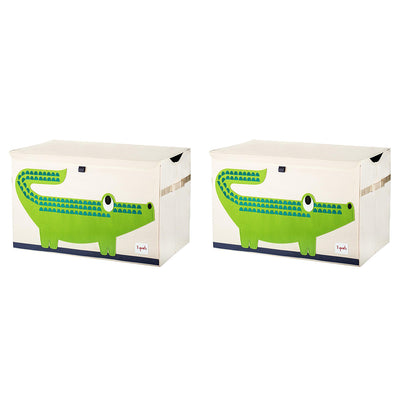 3 Sprouts Collapsible Toy Chest Storage Bin for Kid Playroom, Crocodile (2 Pack)