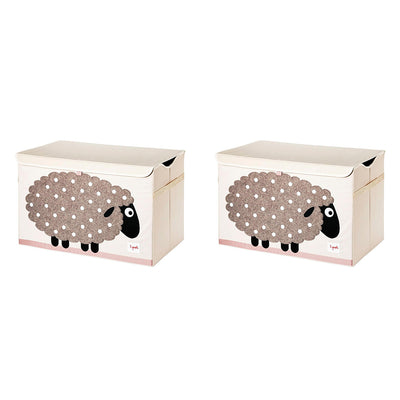 3 Sprouts Collapsible Toy Chest Storage Bin for Kids Playroom, Sheep (2 Pack) - VMInnovations
