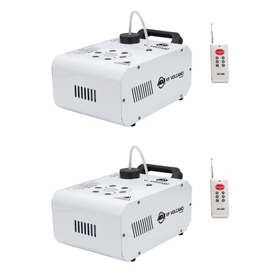 ADJ VF Volcano Fog Machine w/ 6 x 3W RGB LED Lighting w/ Remote, White (2 Pack)