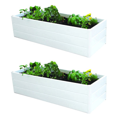 NuVue 26005 44 Inch Raised PVC Garden Planter Terrace Deck Box, White (2 Pack)