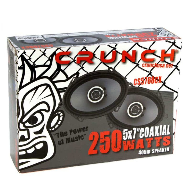 Crunch CS5768CX 250W Full Range 2 Way Coaxial 5x7 by 6x8" Speaker Pair (4 Pack)