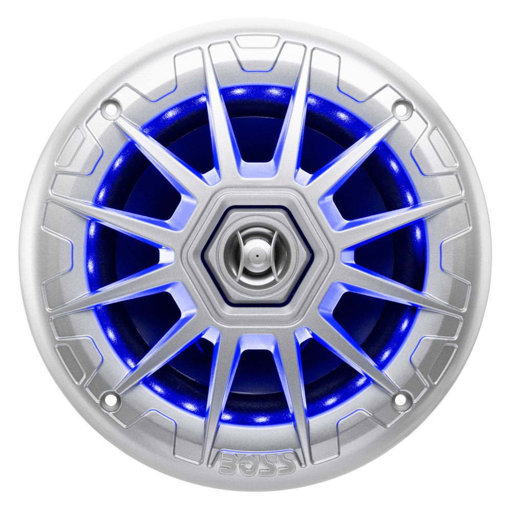 BOSS Audio MRGB65 6.5" 200W Boat Marine RGB LED Light Speakers Silver (4 Pack)