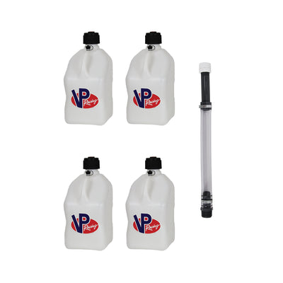 VP Racing Fuels 5.5 Gallon Utility Jugs (4 Pack) with 14 In Standard Hose, White