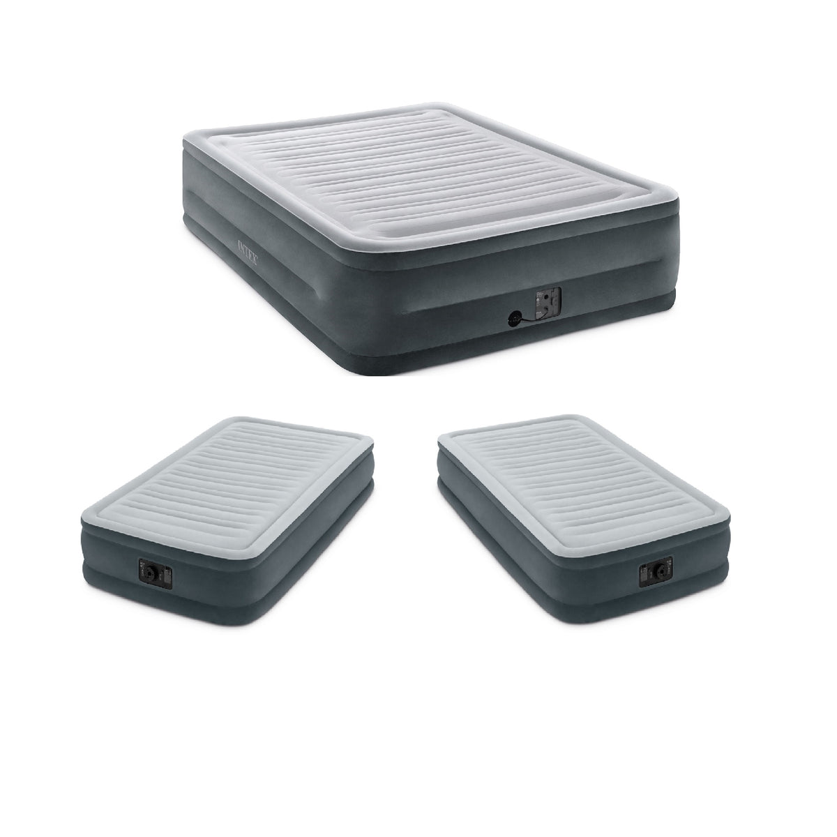 Intex  High Rise Dura Beam Air Bed, Queen & Intex Mid Rise Airbed, Twin (2 Pack)