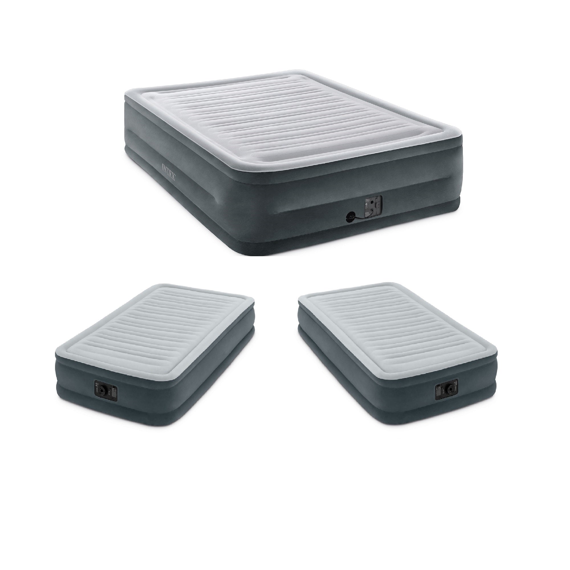 Intex  High Rise Dura Beam Air Bed, Queen & Intex Mid Rise Airbed, Twin (2 Pack)