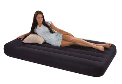 Intex Twin Classic Pillow Rest Air Mattress Bed & 120V Cordless Electric Pump