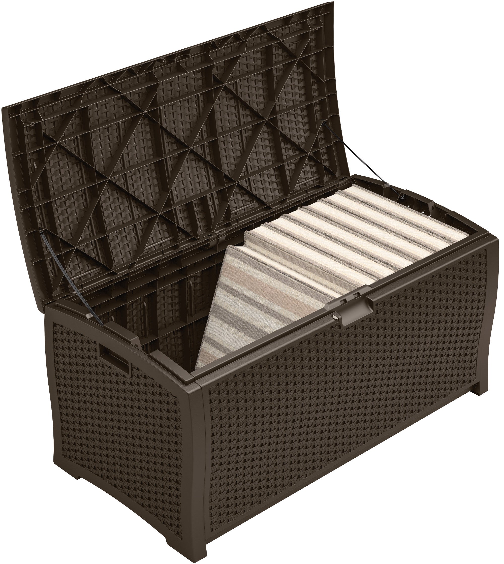 Suncast 99 Gallon Deck Garden Garage Home Wicker Resin Pool Box-Mocha (Open Box)
