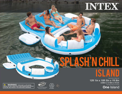 Intex Inflatable Island Lounger w/ Tropical Breeze 6 Person Floating Island