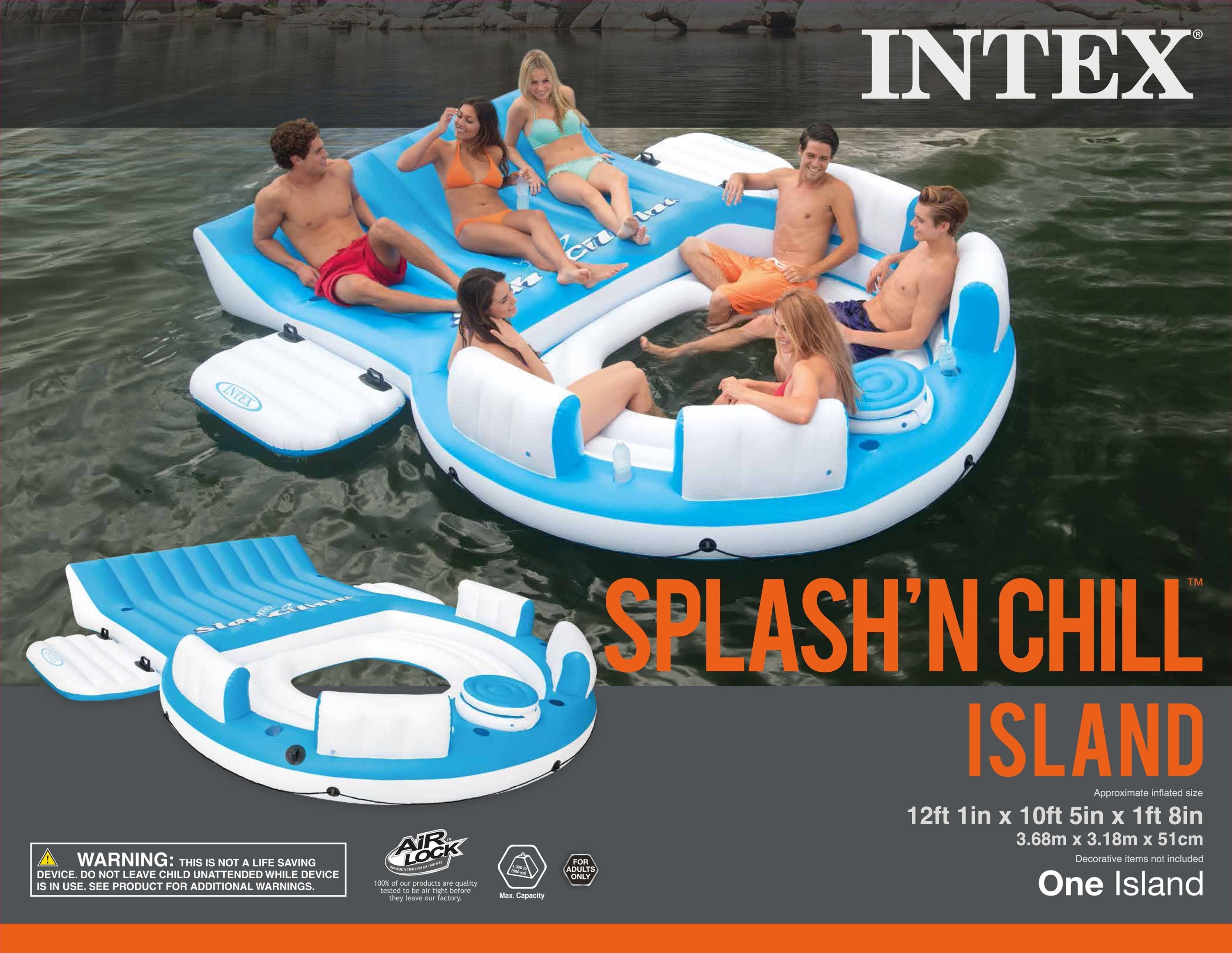 Intex Inflatable Island Pool Lake Raft Lounger w/ Oasis Island Floating Lounge