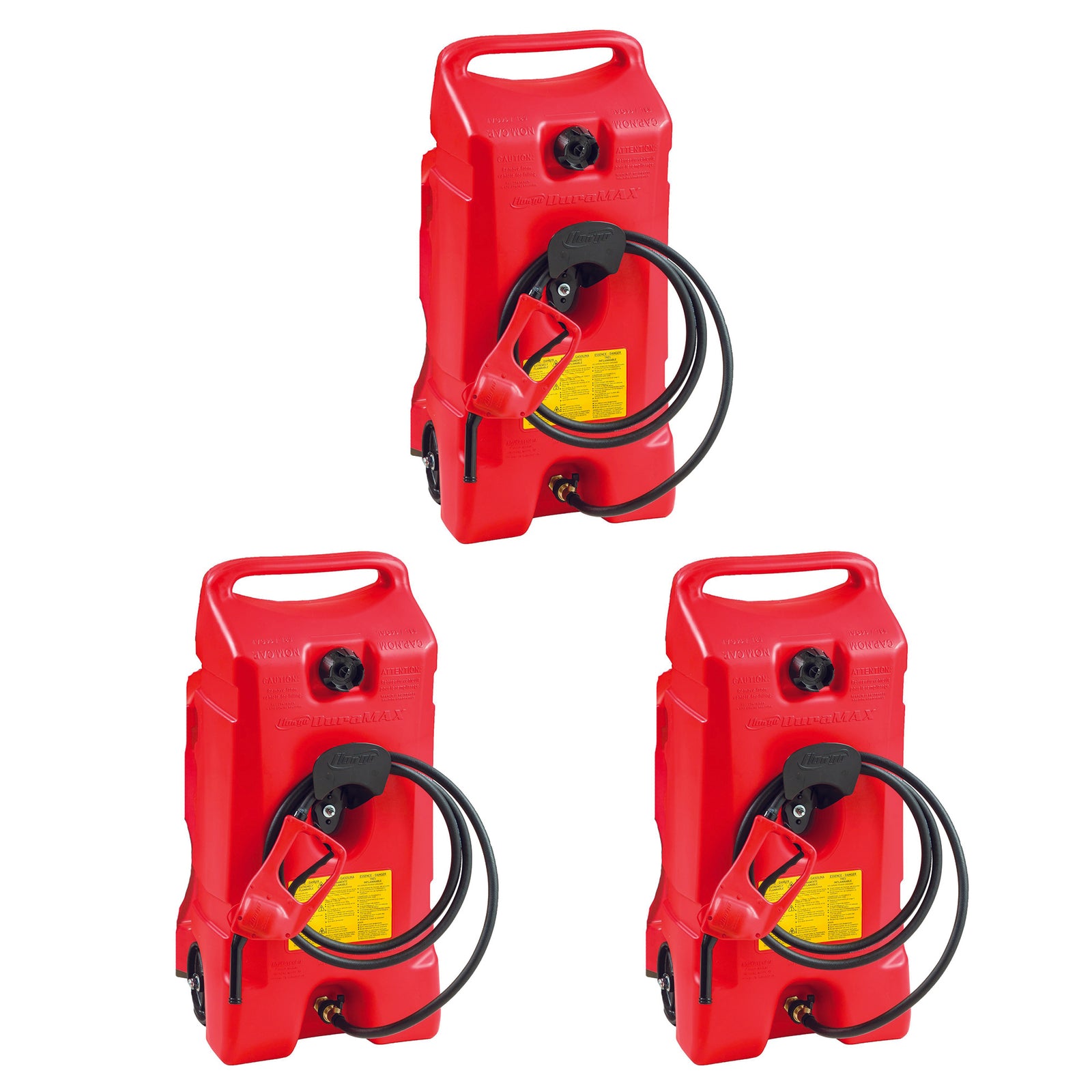 Scepter Flo N Go DuraMax 14 Gallon Portable Gas Fuel Tank Container with Pump (3 Pack) - VMInnovations